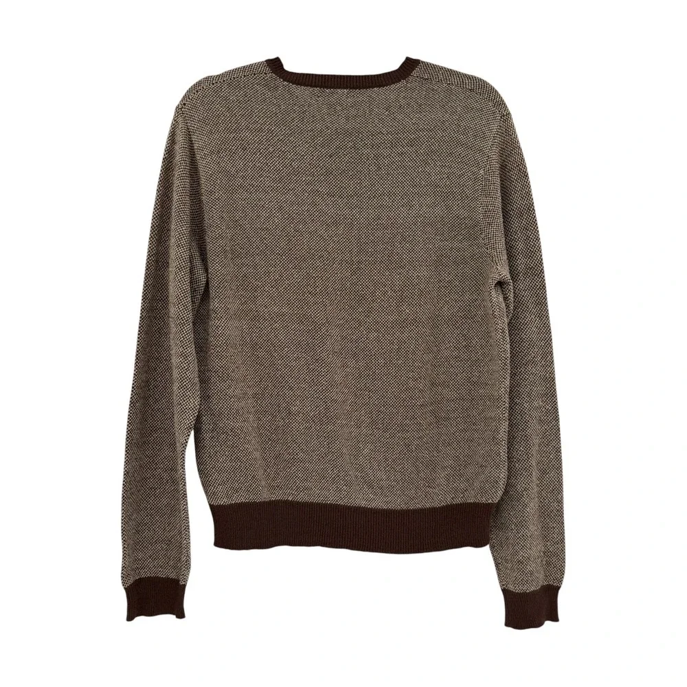 VTG Polo Ralph Lauren Mens Brown Tan 100% Silk V-Neck Knit Sweater Small